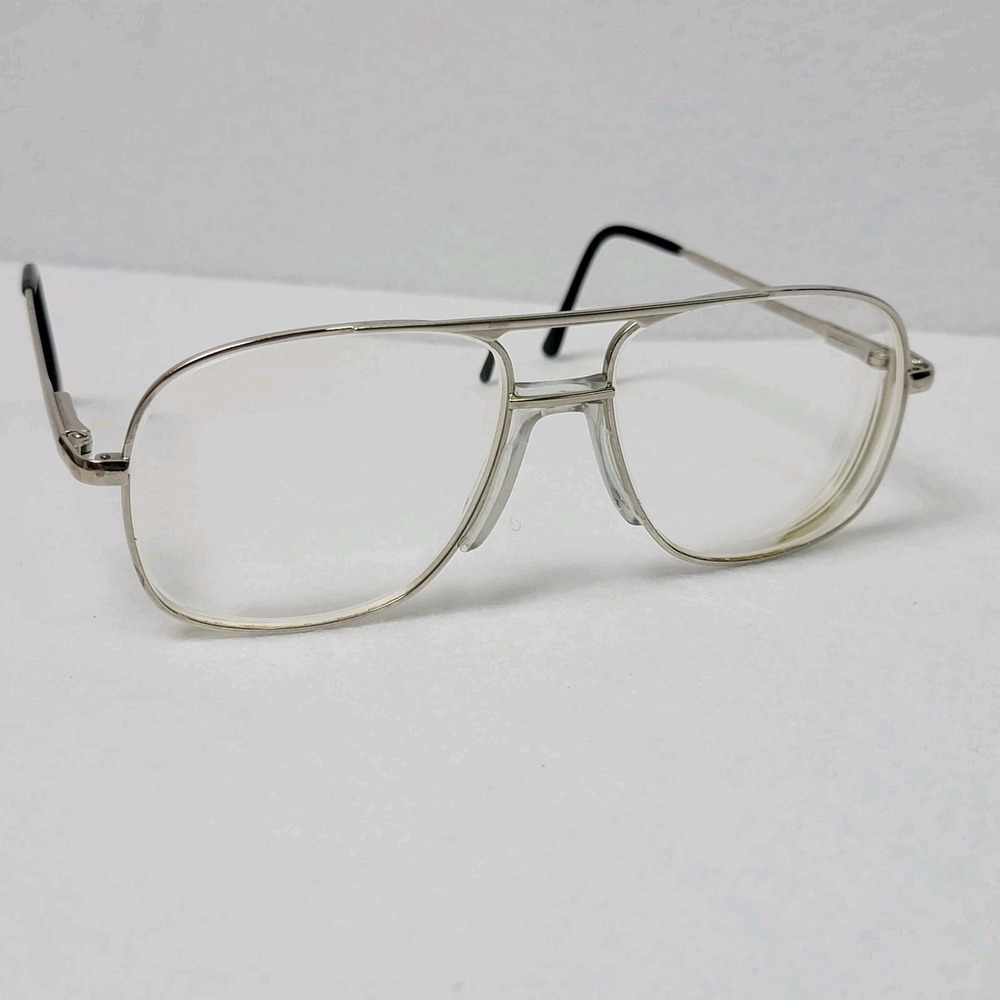VTG Cupis Aviator Eyeglass Frames Silver Stainless Steel Double Bar 56-18-145